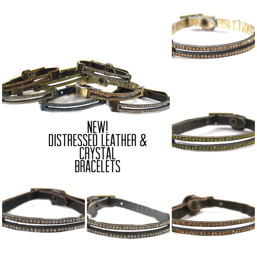 Super-Cute Leather & Crystal Bracelets,NWT
